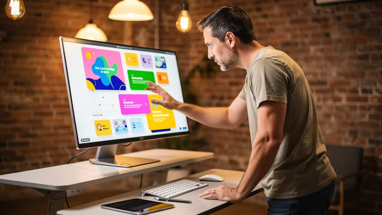 Designer using drag-and-drop page builder to customize WordPress website