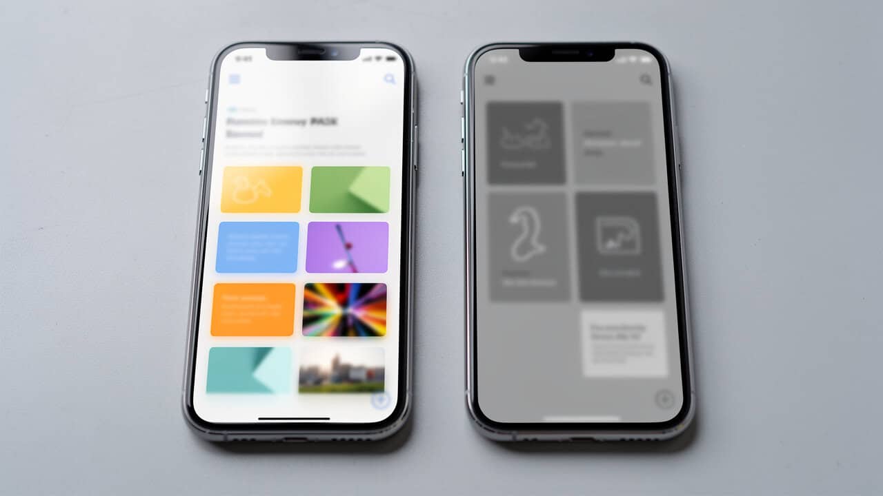 Two smartphones comparing different website platform interfaces side by side